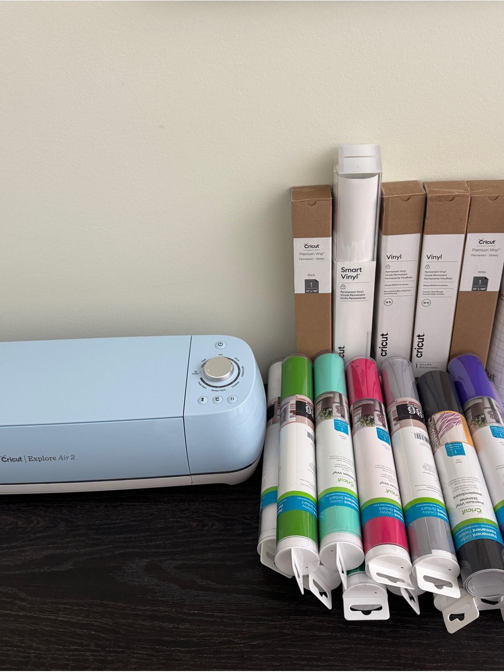 Cricut Light Blue Explore Air 2 Cutting Machine with Assorted Vinyl Rolls